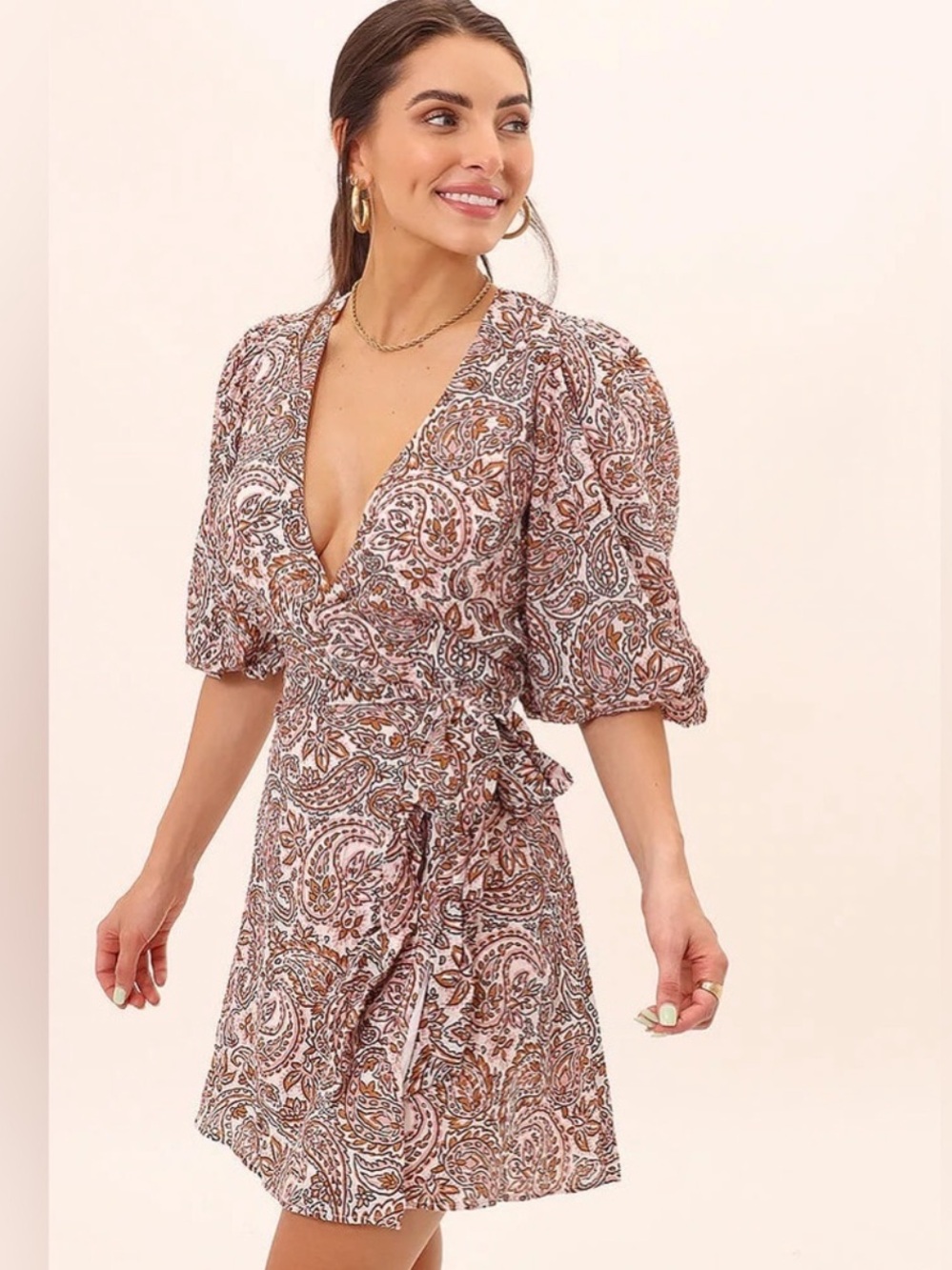 MINKPINK Jedda Puff Sleeve Wrap Dress